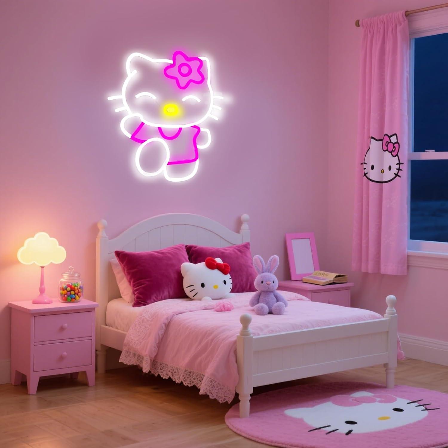 Luz de Pared LED Neón KELBBO Gato Rosa 37x32 cm USB