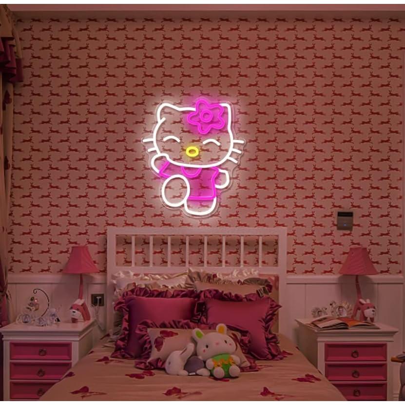 Luz de Pared LED Neón KELBBO Gato Rosa 37x32 cm USB