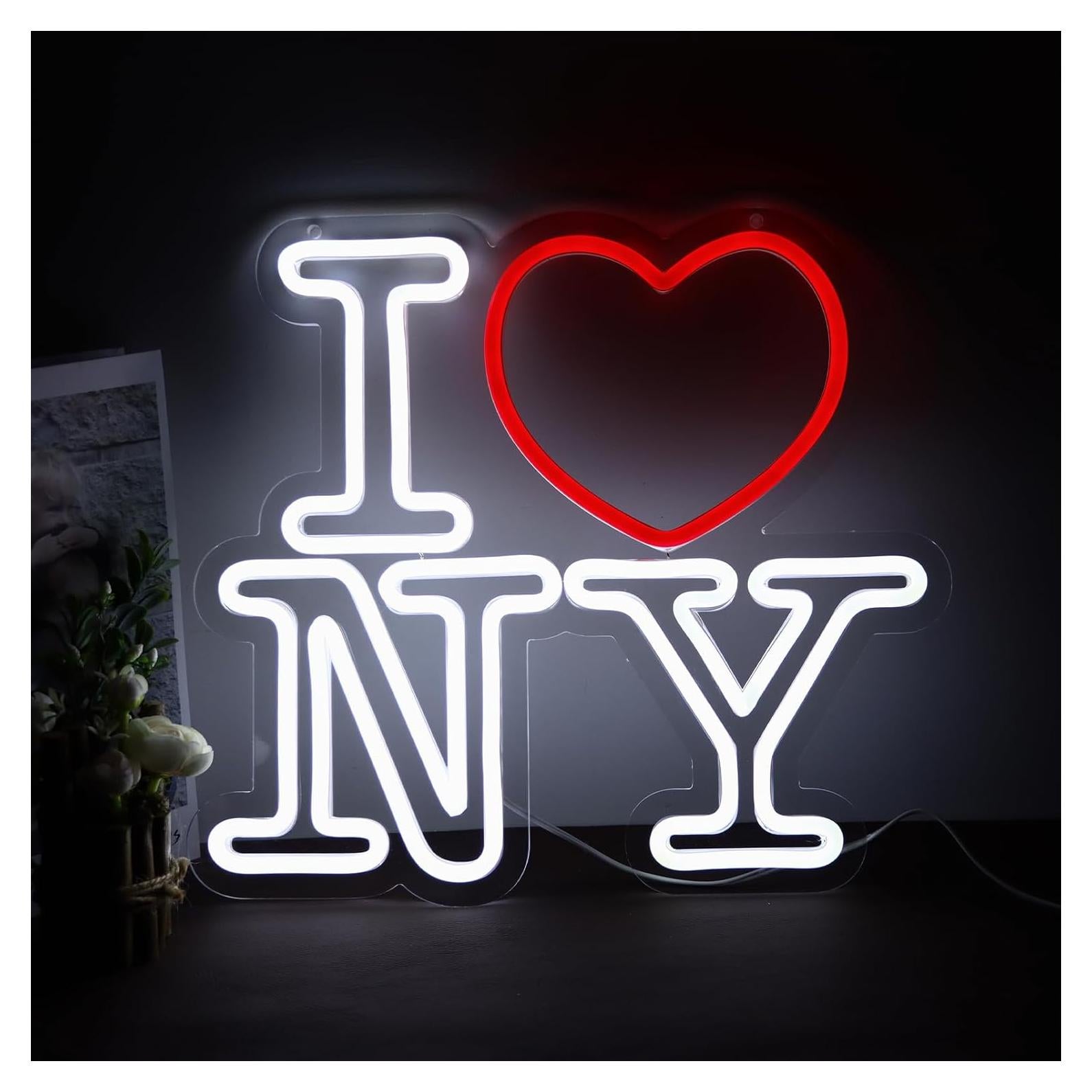 Luz de Neón LED Amor NY para Decoración de Pared 34.3x30.9cm