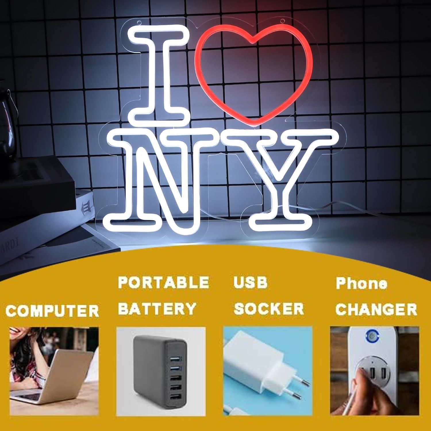 Luz de Neón LED Amor NY para Decoración de Pared 34.3x30.9cm