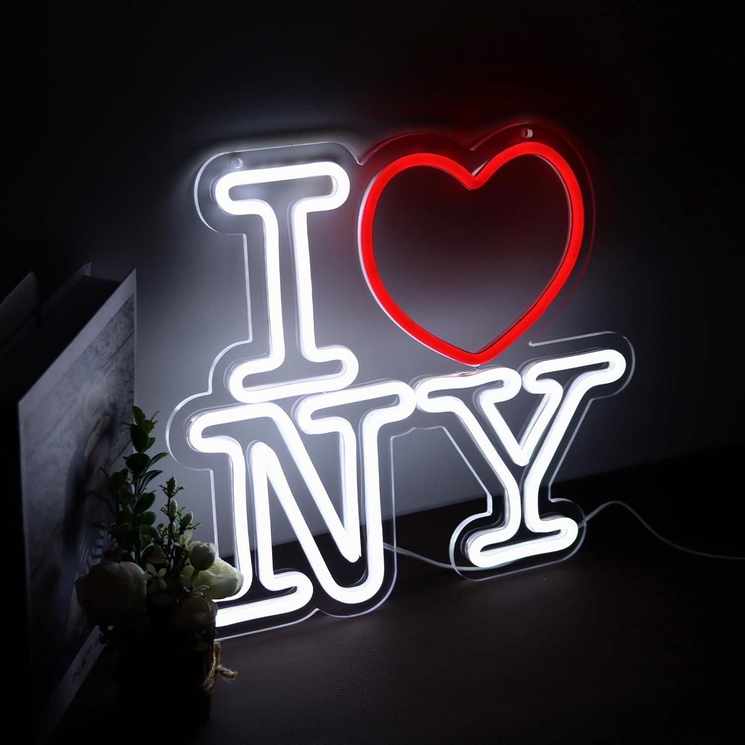 Luz de Neón LED Amor NY para Decoración de Pared 34.3x30.9cm
