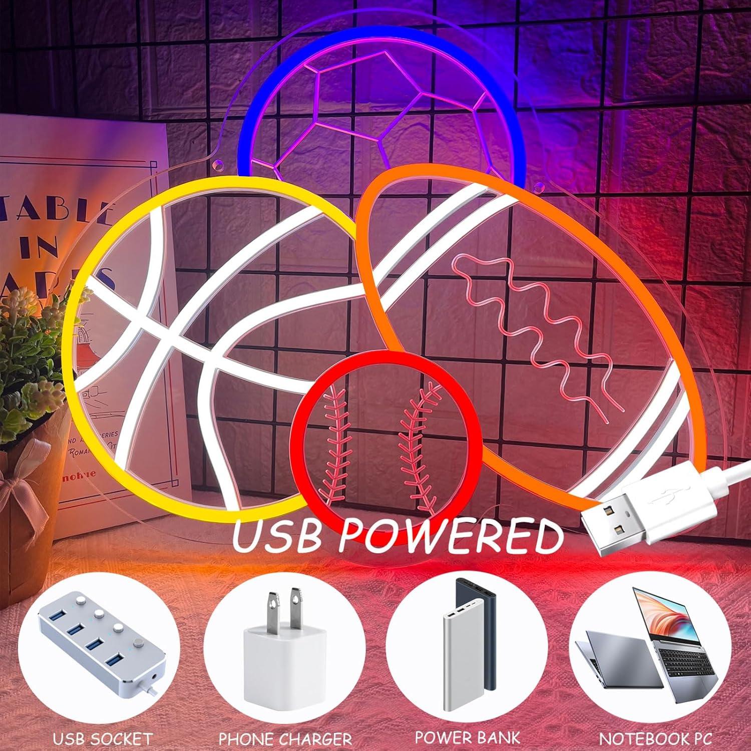 Señal Neón Temática Deportiva WHHD 40x33cm LED Ajustable