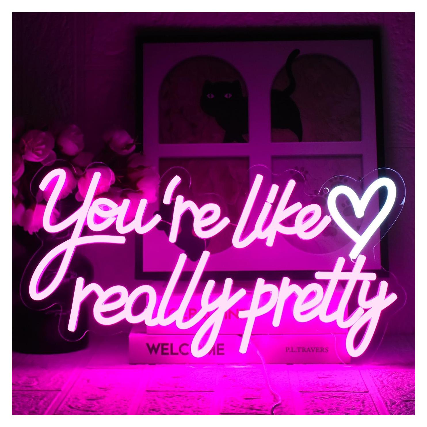 Señal de Neón LED Rosa Eres Como Realmente Bonita 42x22cm