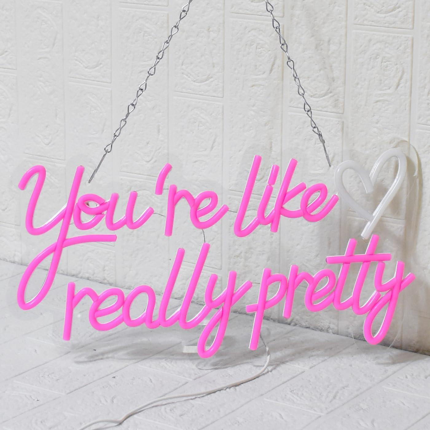 Señal de Neón LED Rosa Eres Como Realmente Bonita 42x22cm
