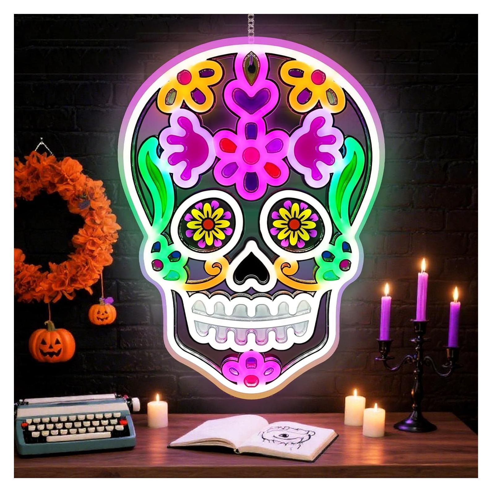 Luz de Neón Calavera LED Yulloyello, 10 Niveles de Brillo