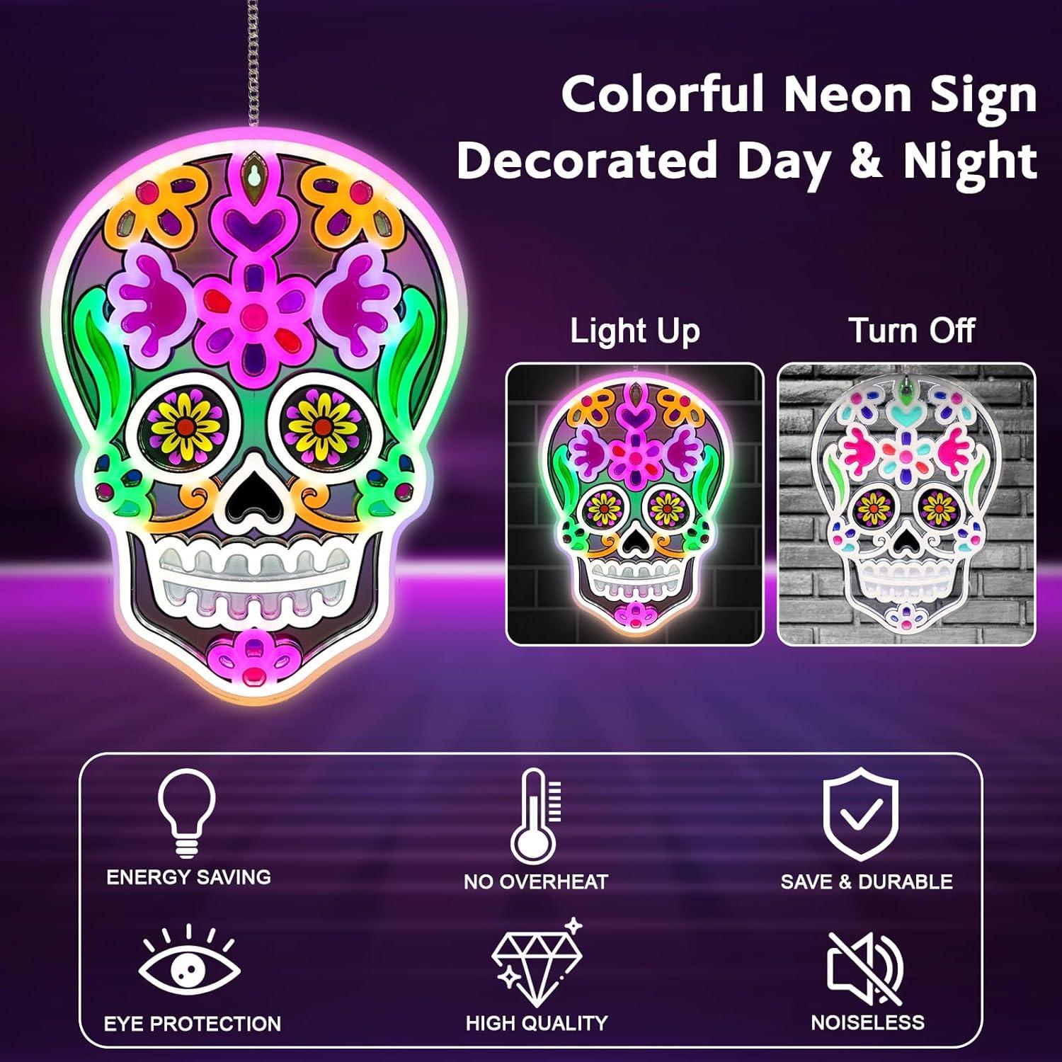 Luz de Neón Calavera LED Yulloyello, 10 Niveles de Brillo