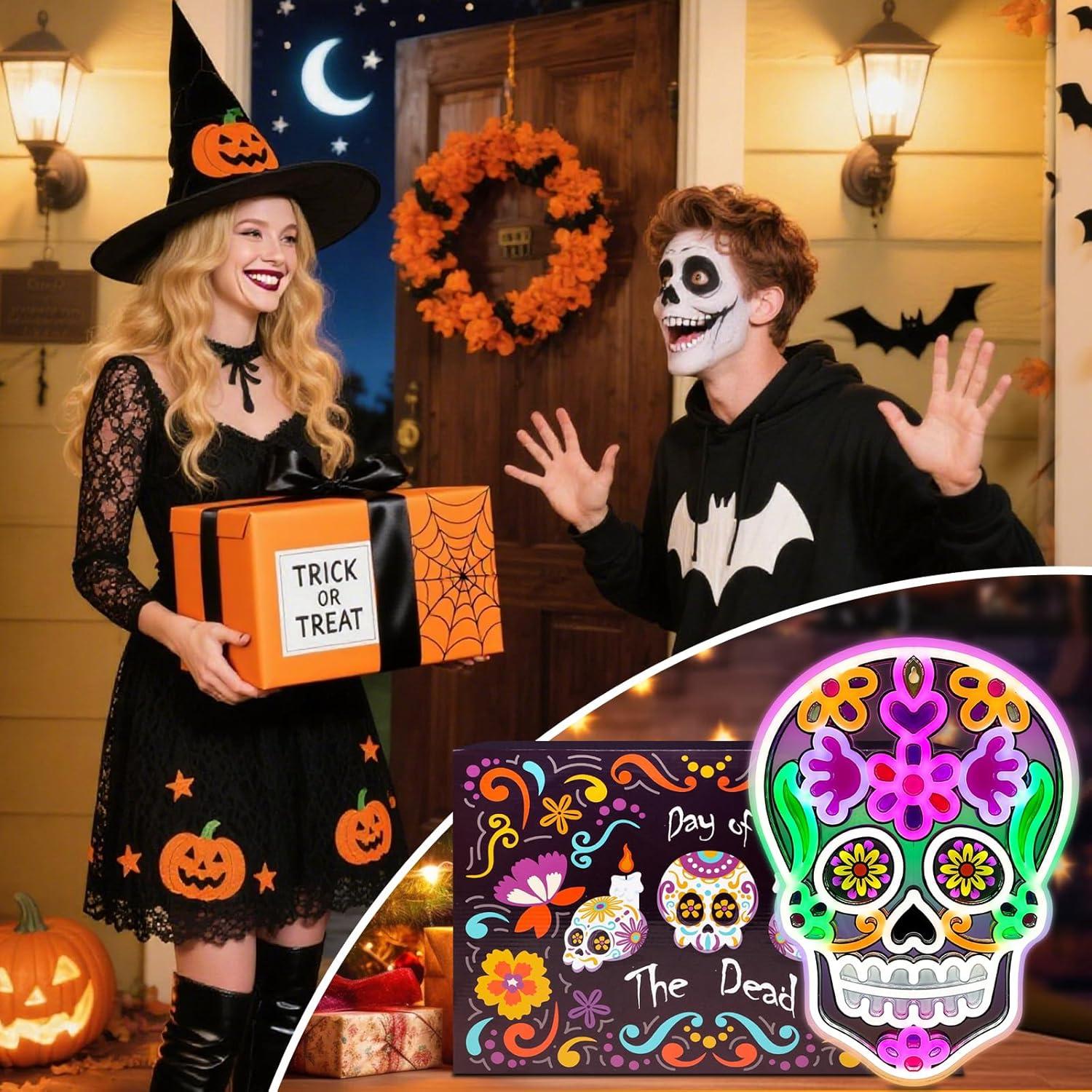 Luz de Neón Calavera LED Yulloyello, 10 Niveles de Brillo