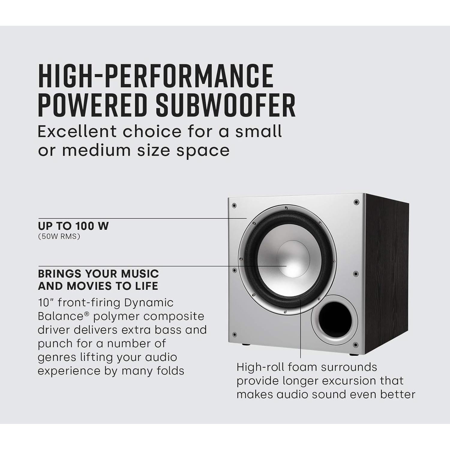 Subwoofer Potenciado Polk Audio PSW10 10" 100W para Teatro en Casa