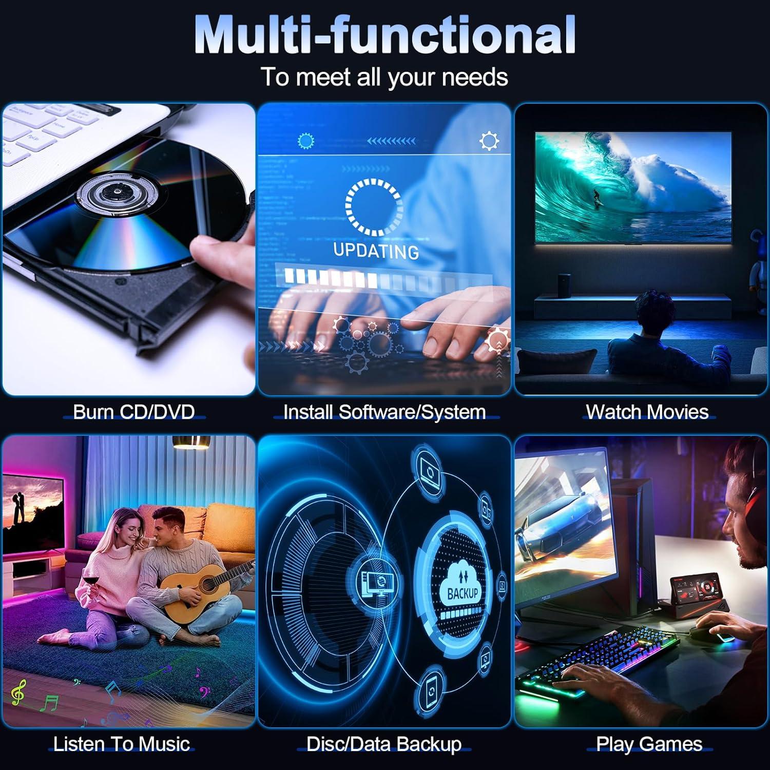 Unidad Externa CD/DVD Beizkna USB 3.0 Tipo-C 0.38 kg