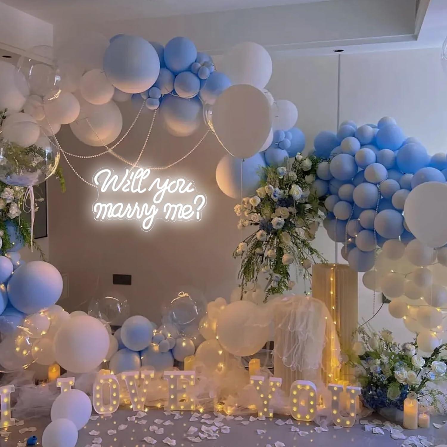 Letrero de Neón LED ¿Quieres casarte conmigo? Blanco 40x23cm