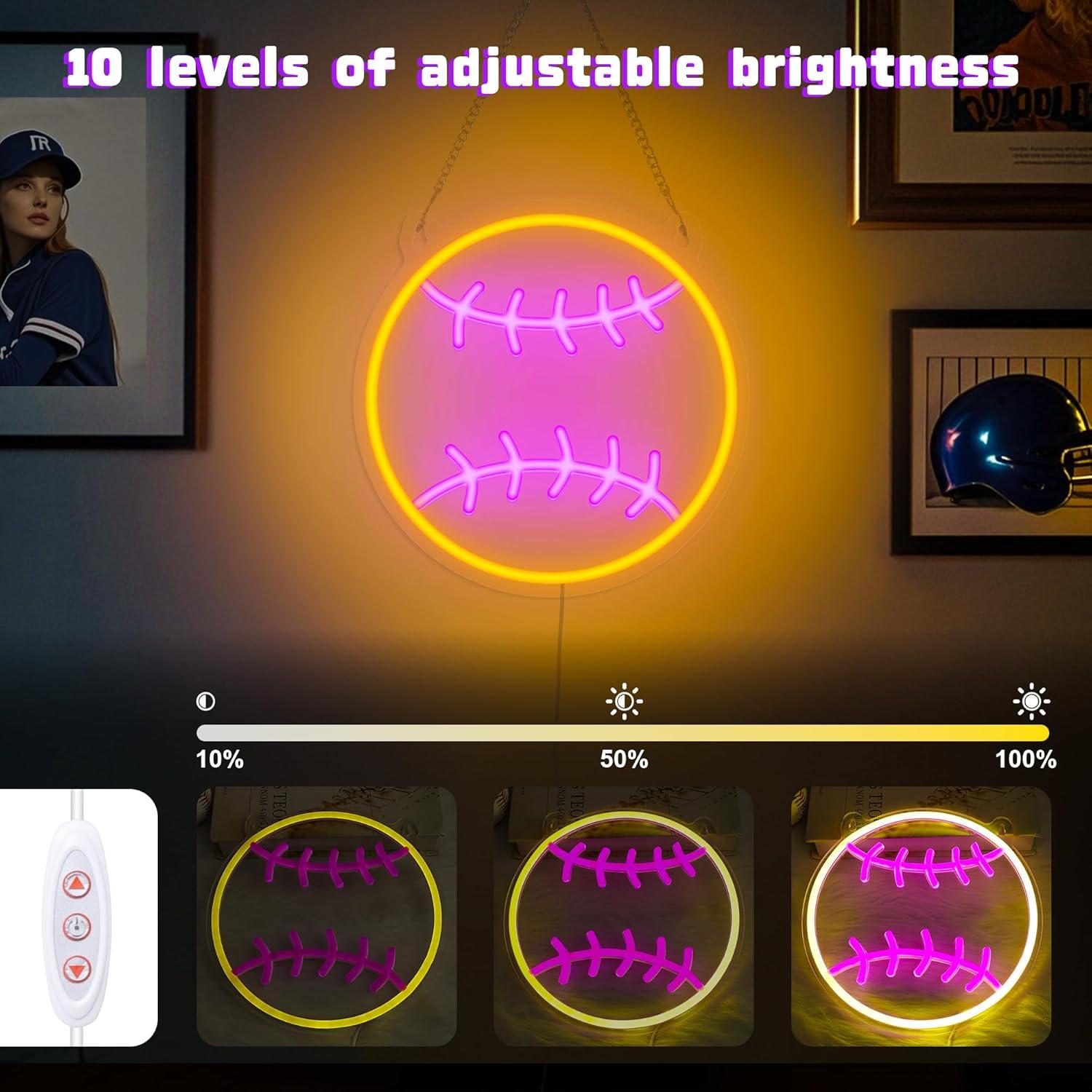 Luz de Neón LED Softball OkiyiD 40.96x29.97 cm USB