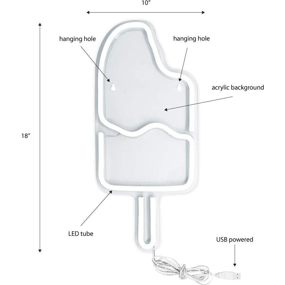 Letrero LED Neón Isaac Jacobs Helado 45.7x20.3 cm USB