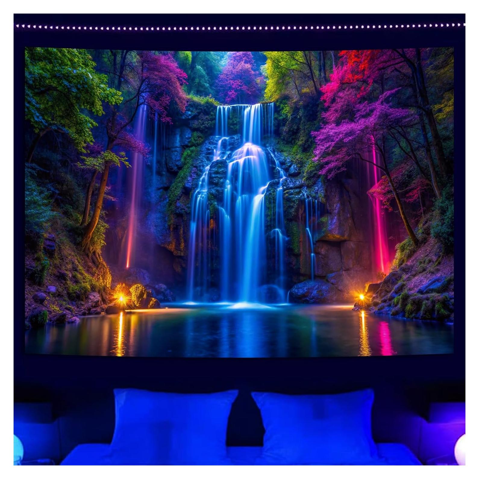 Tapiz de Cascada Miytal 150x130 cm Brilla en la Oscuridad