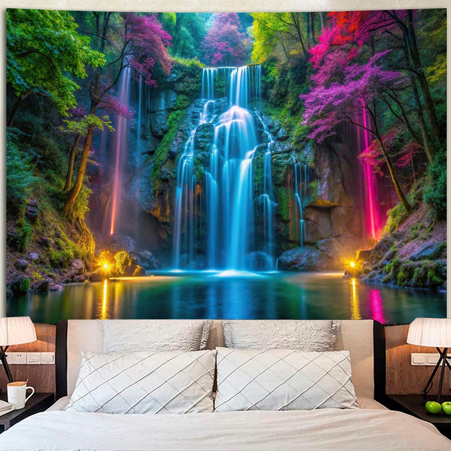 Tapiz de Cascada Miytal 150x130 cm Brilla en la Oscuridad