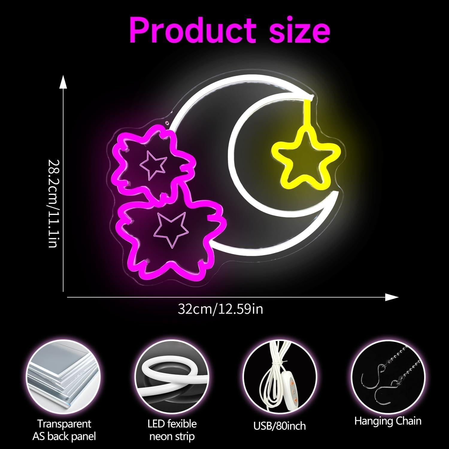 Luz Neon Decorativa Sakura Luna LED Regulable Dpaint