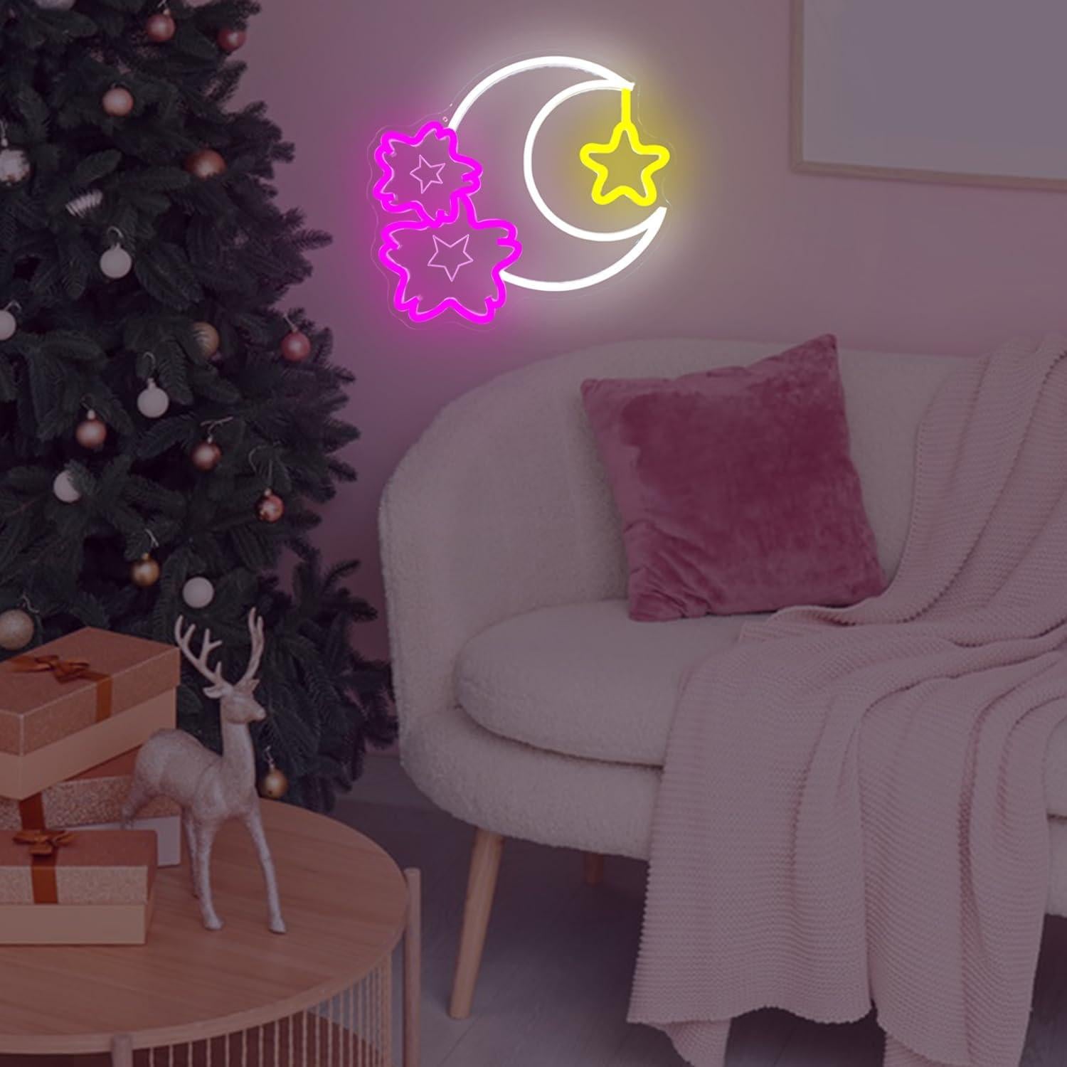 Luz Neon Decorativa Sakura Luna LED Regulable Dpaint