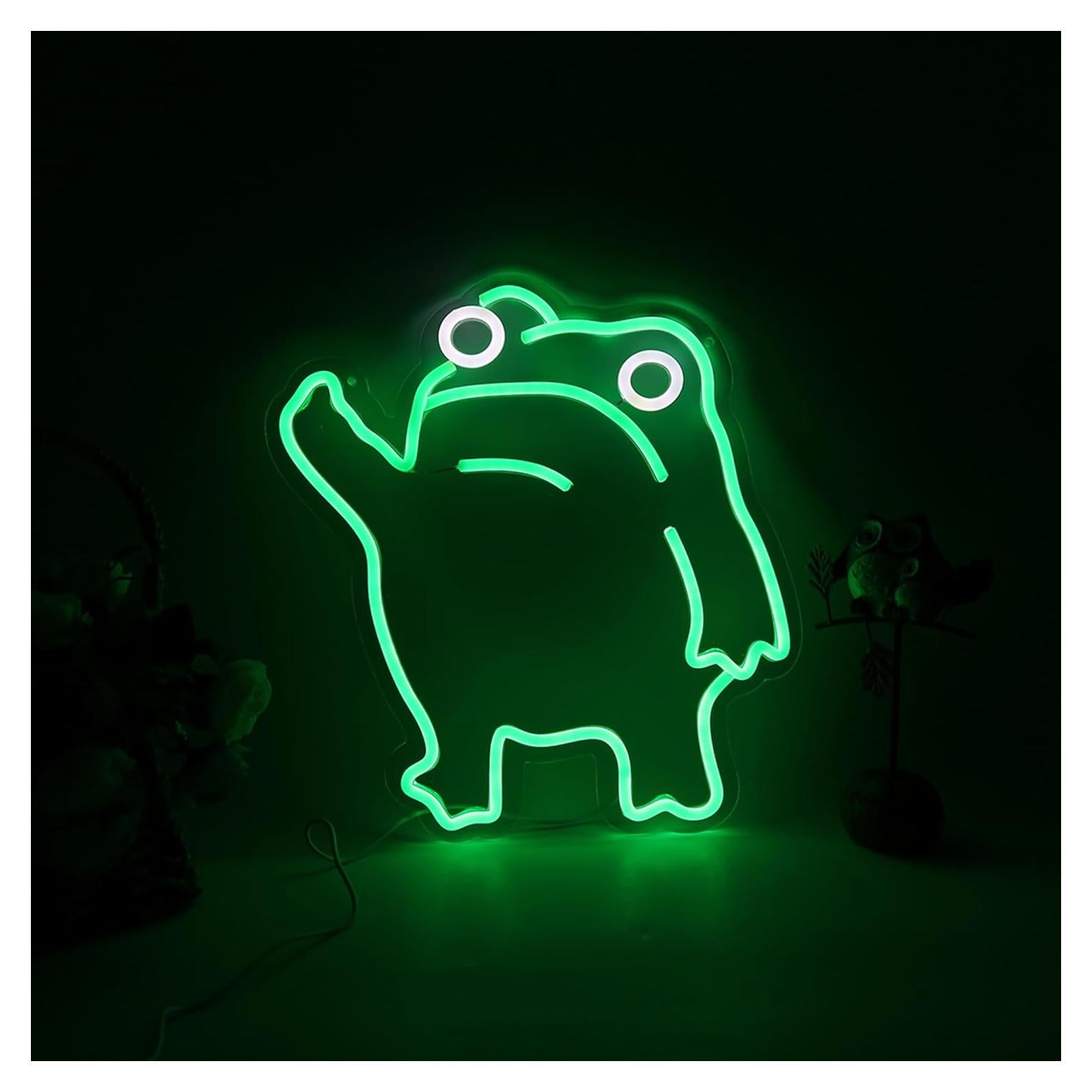 Luz de Neón Rana LED Verde para Decoración de Pared