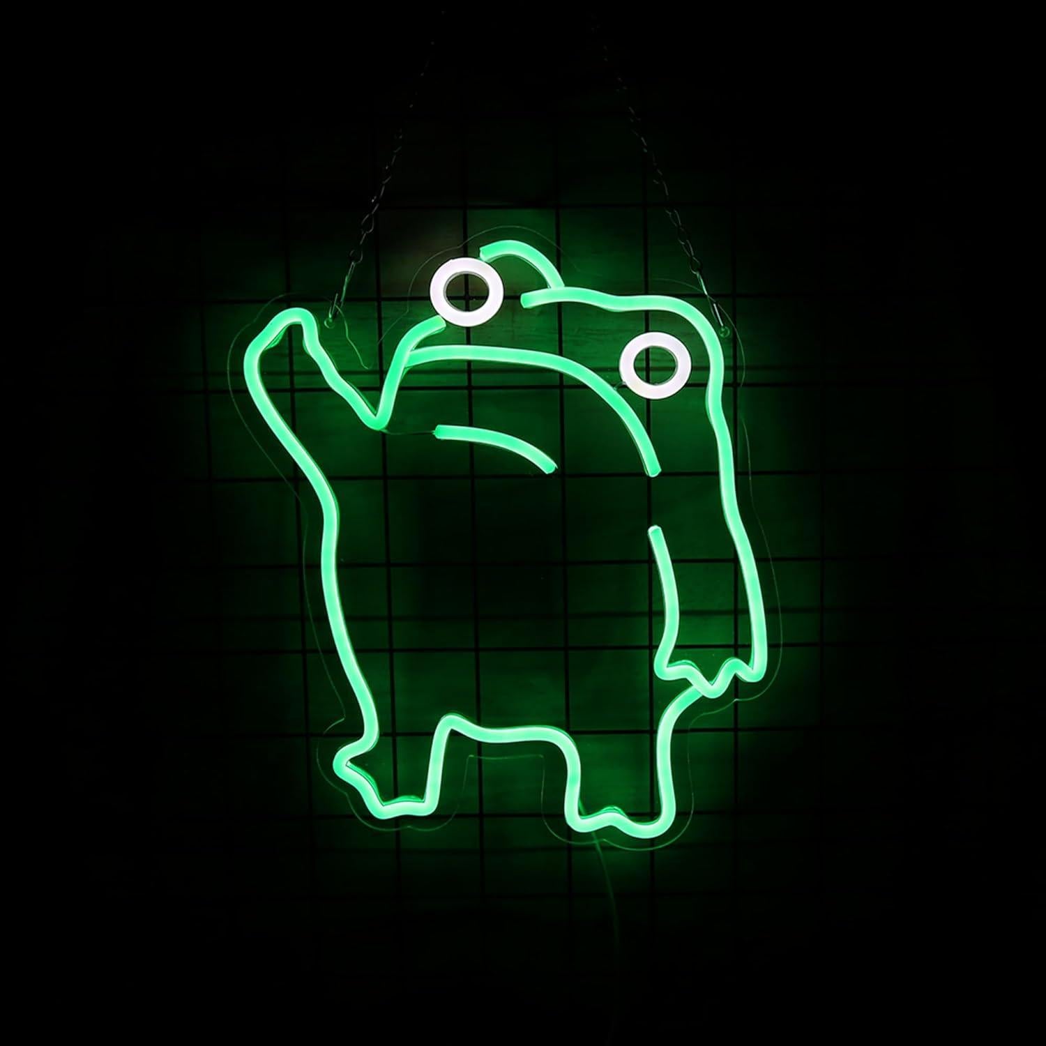 Luz de Neón Rana LED Verde para Decoración de Pared