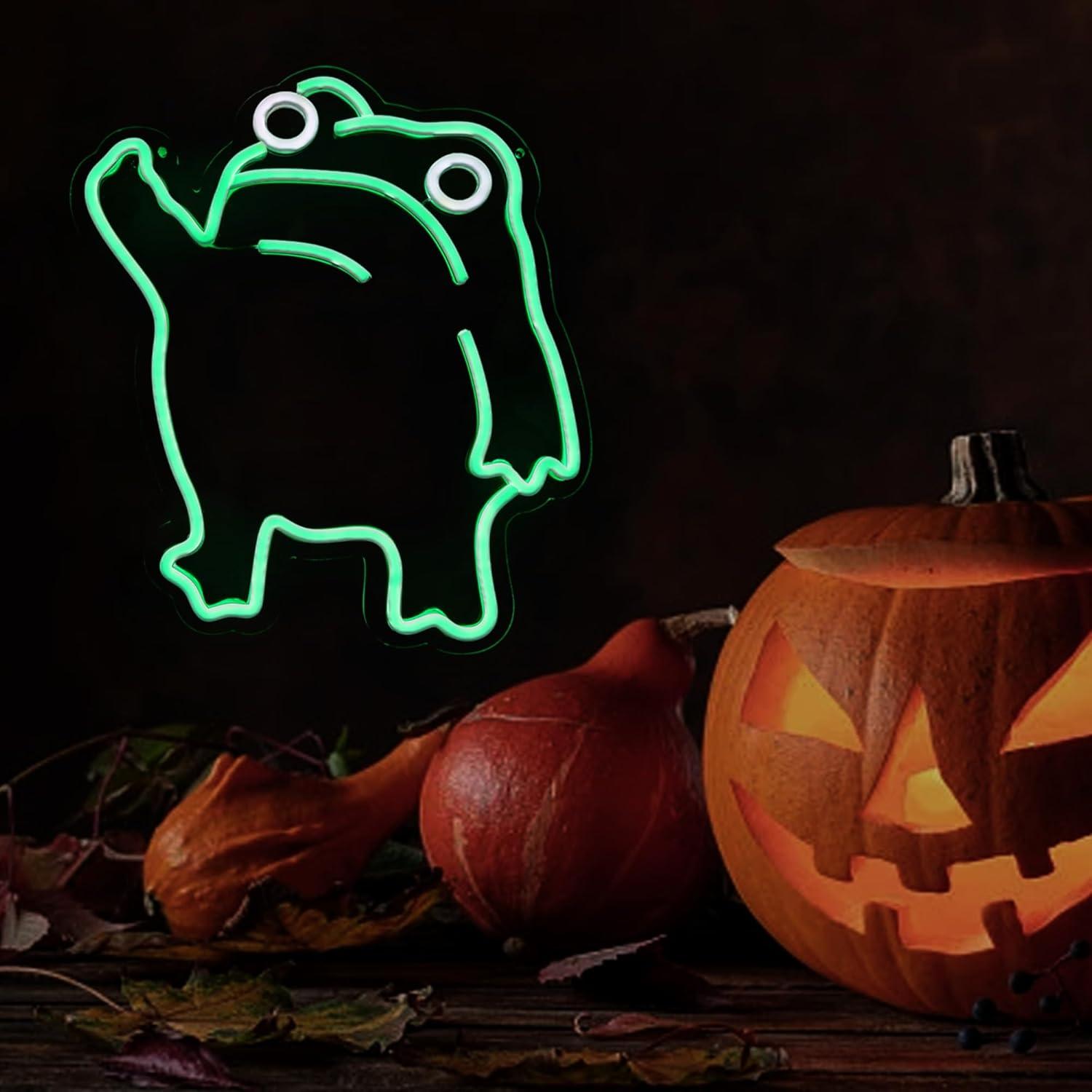 Luz de Neón Rana LED Verde para Decoración de Pared