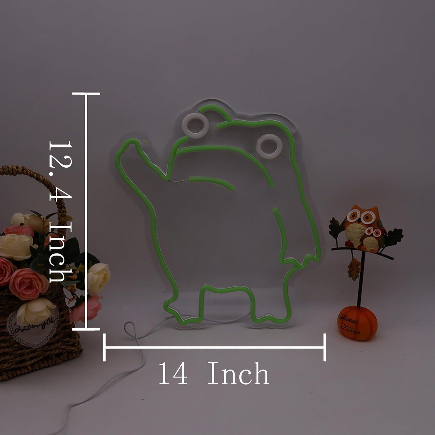 Luz de Neón Rana LED Verde para Decoración de Pared