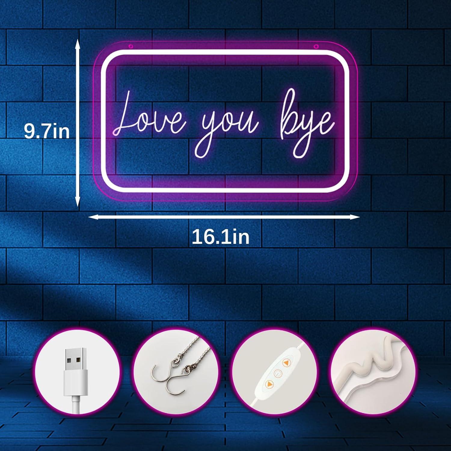 Señal de Neón LED qbanziou 'Te Amo Adiós' 40.89x24.64cm