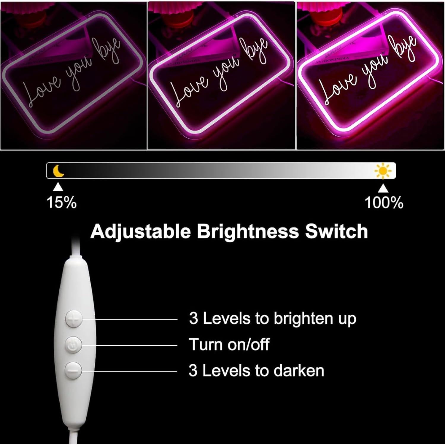 Señal de Neón LED qbanziou 'Te Amo Adiós' 40.89x24.64cm