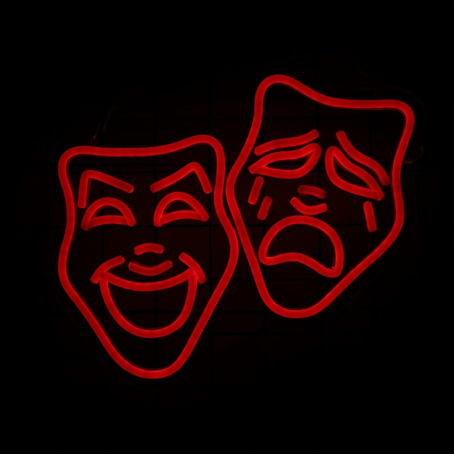 Luz de Neón LED Máscara de Teatro Roja - Decoración Cine