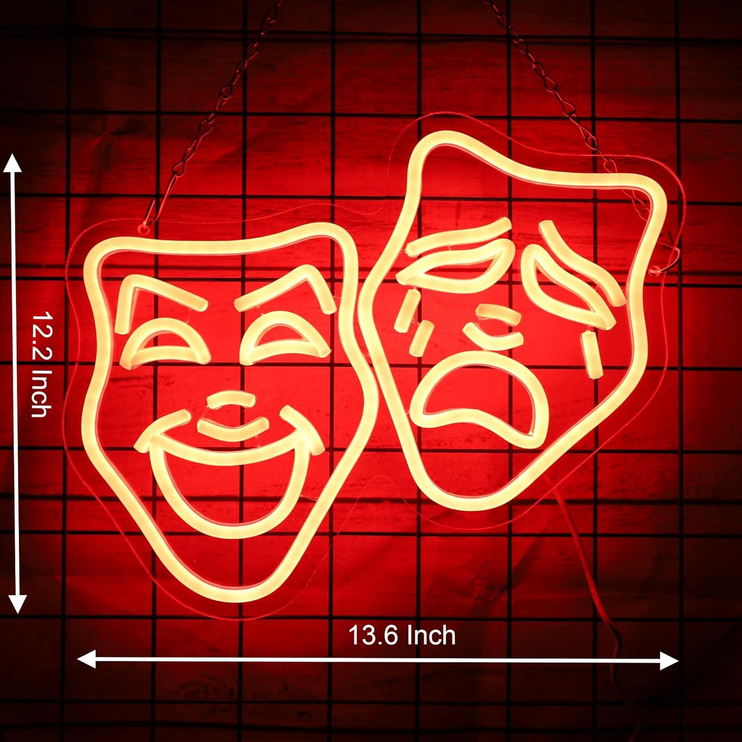 Luz de Neón LED Máscara de Teatro Roja - Decoración Cine