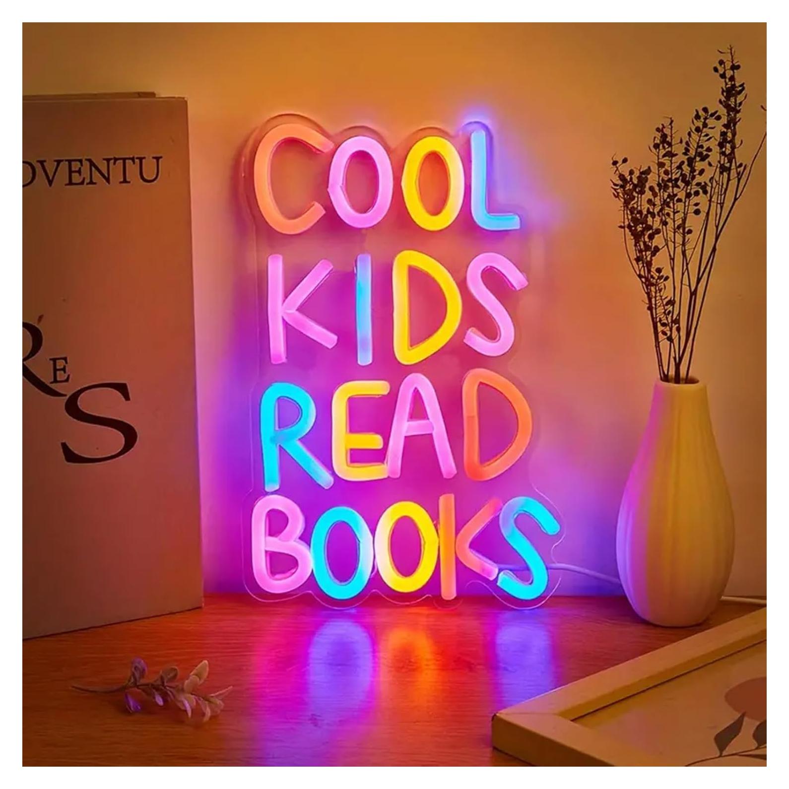 Señal de Neón Los Niños Geniales Leen Libros 36x27 cm