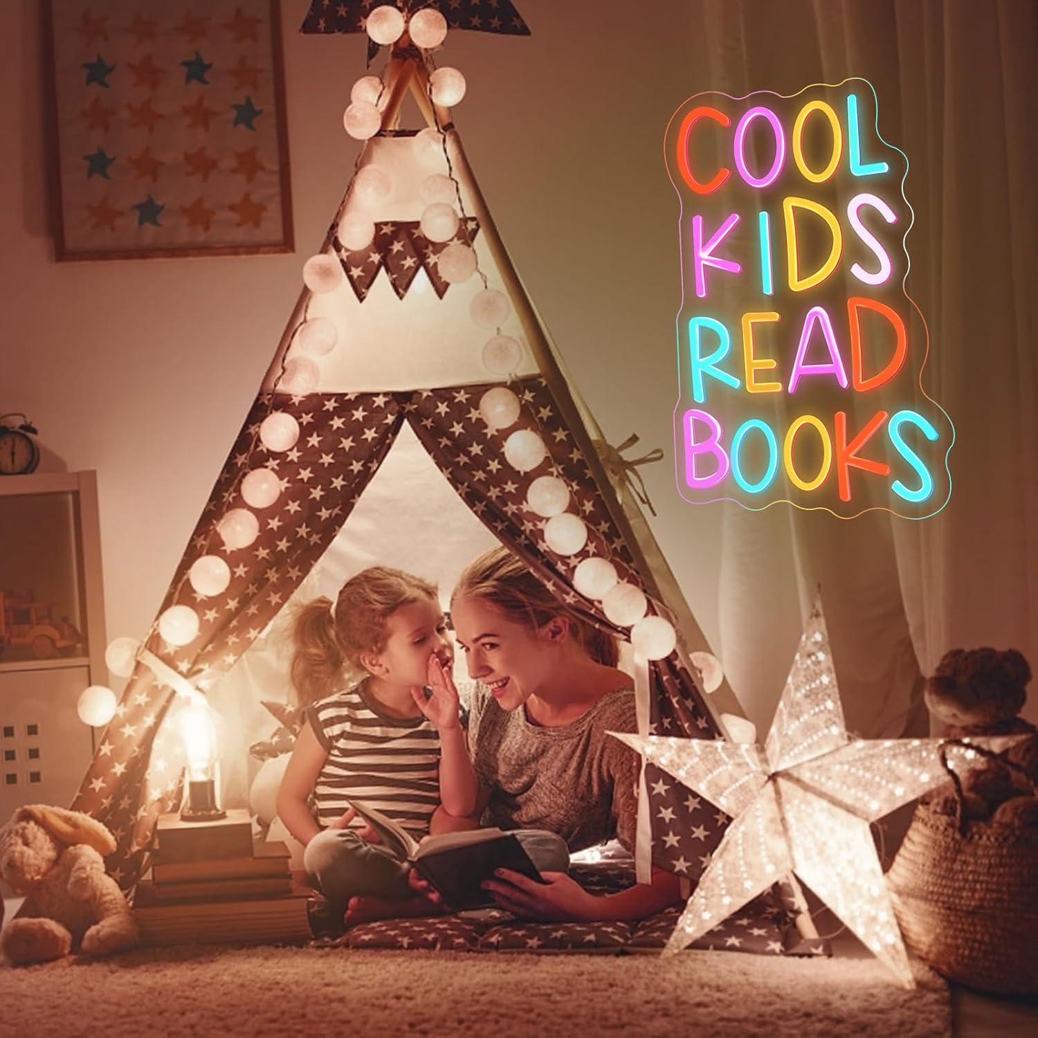 Señal de Neón Los Niños Geniales Leen Libros 36x27 cm