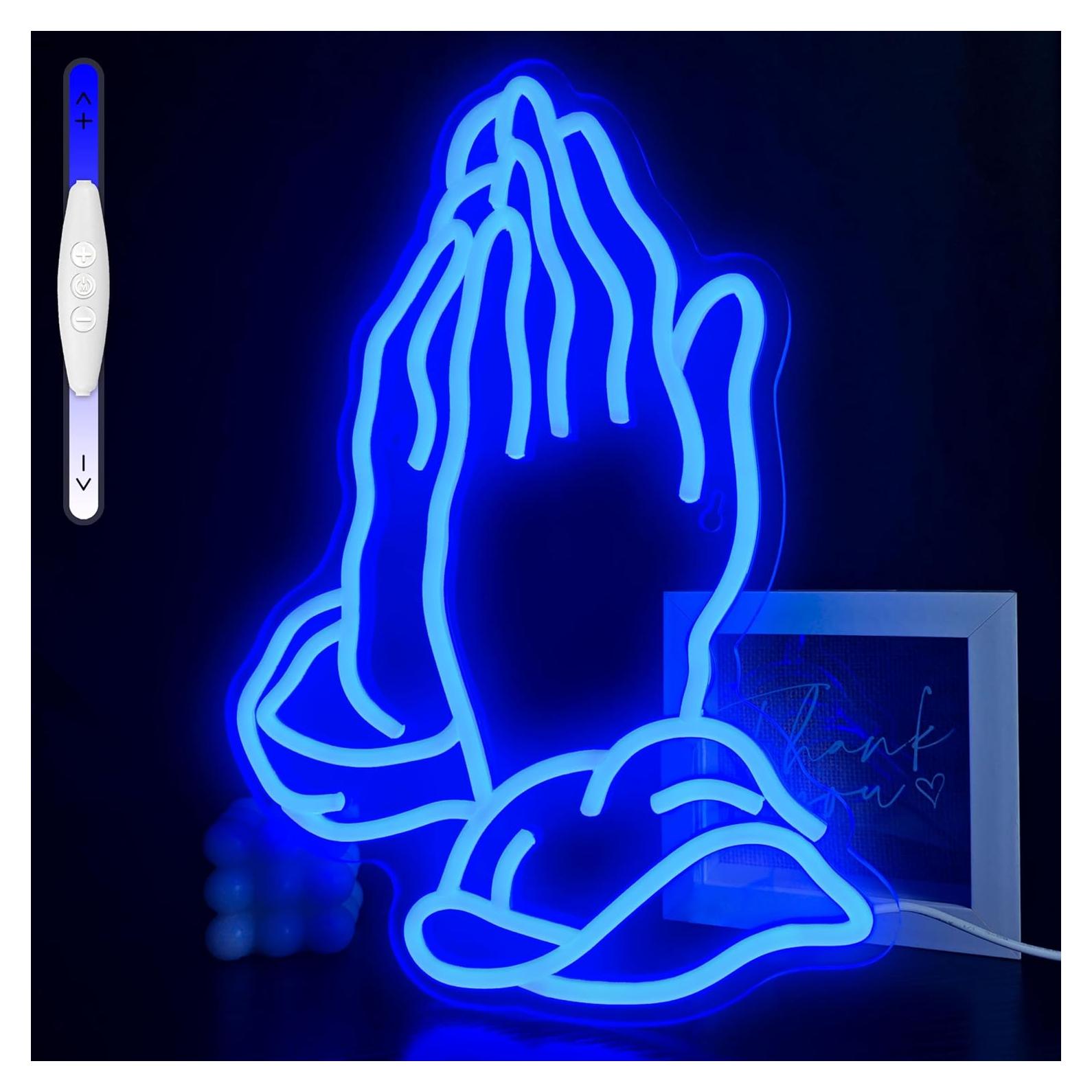 Luz de Neón Manos en Oración LED Regulable 35x27 cm JIARODEY