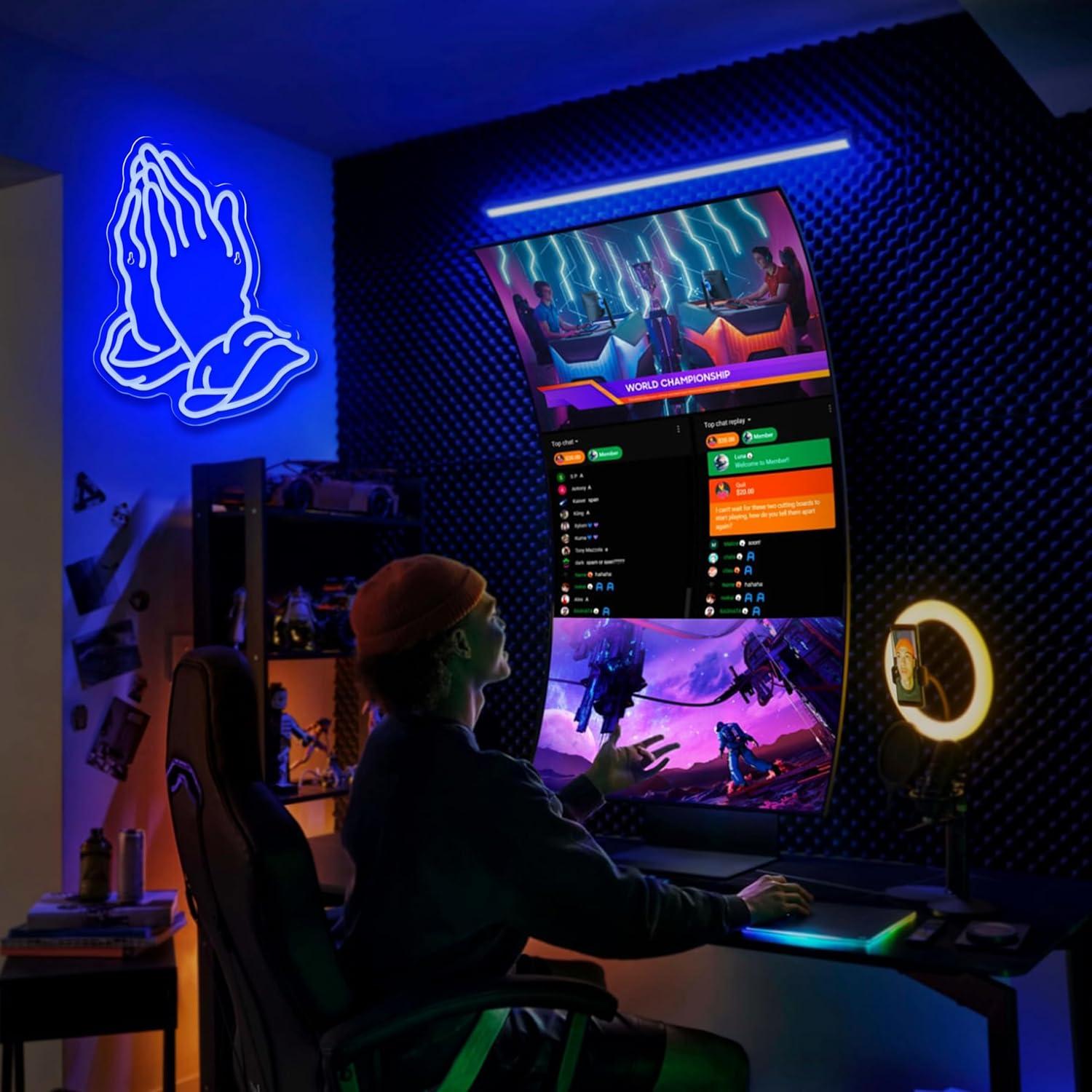 Luz de Neón Manos en Oración LED Regulable 35x27 cm JIARODEY