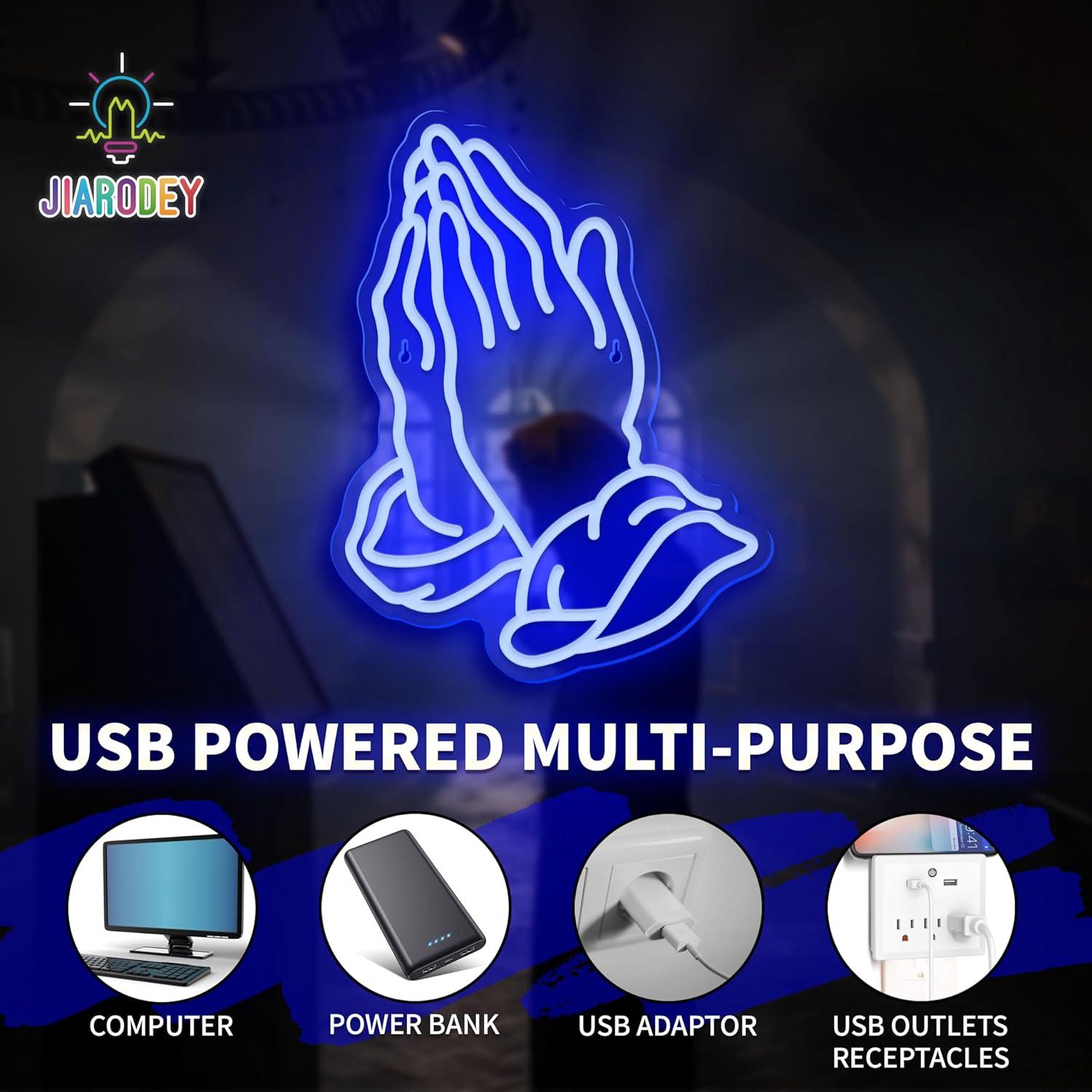 Luz de Neón Manos en Oración LED Regulable 35x27 cm JIARODEY