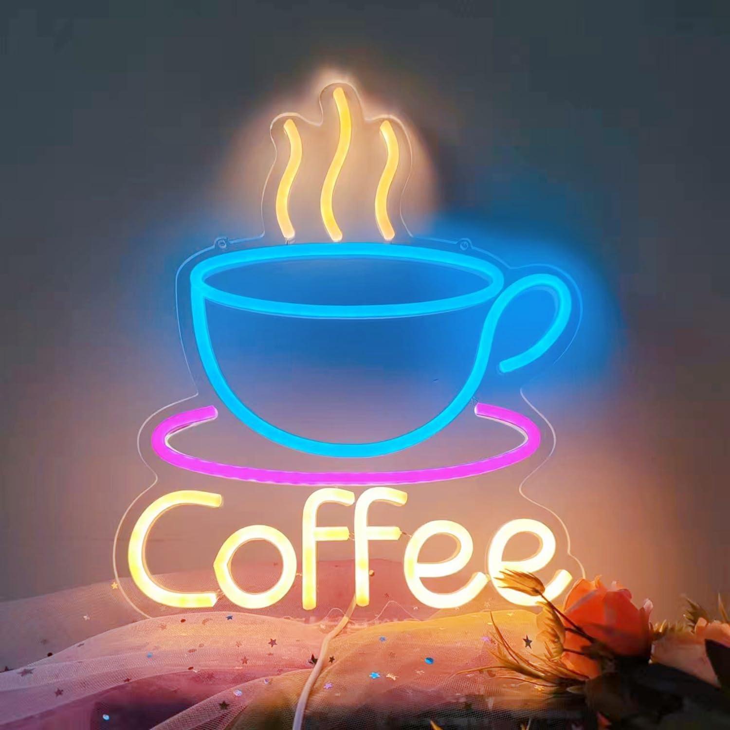 Luz de Neón Taza de Café LED HFHungkeong 37x28.5cm