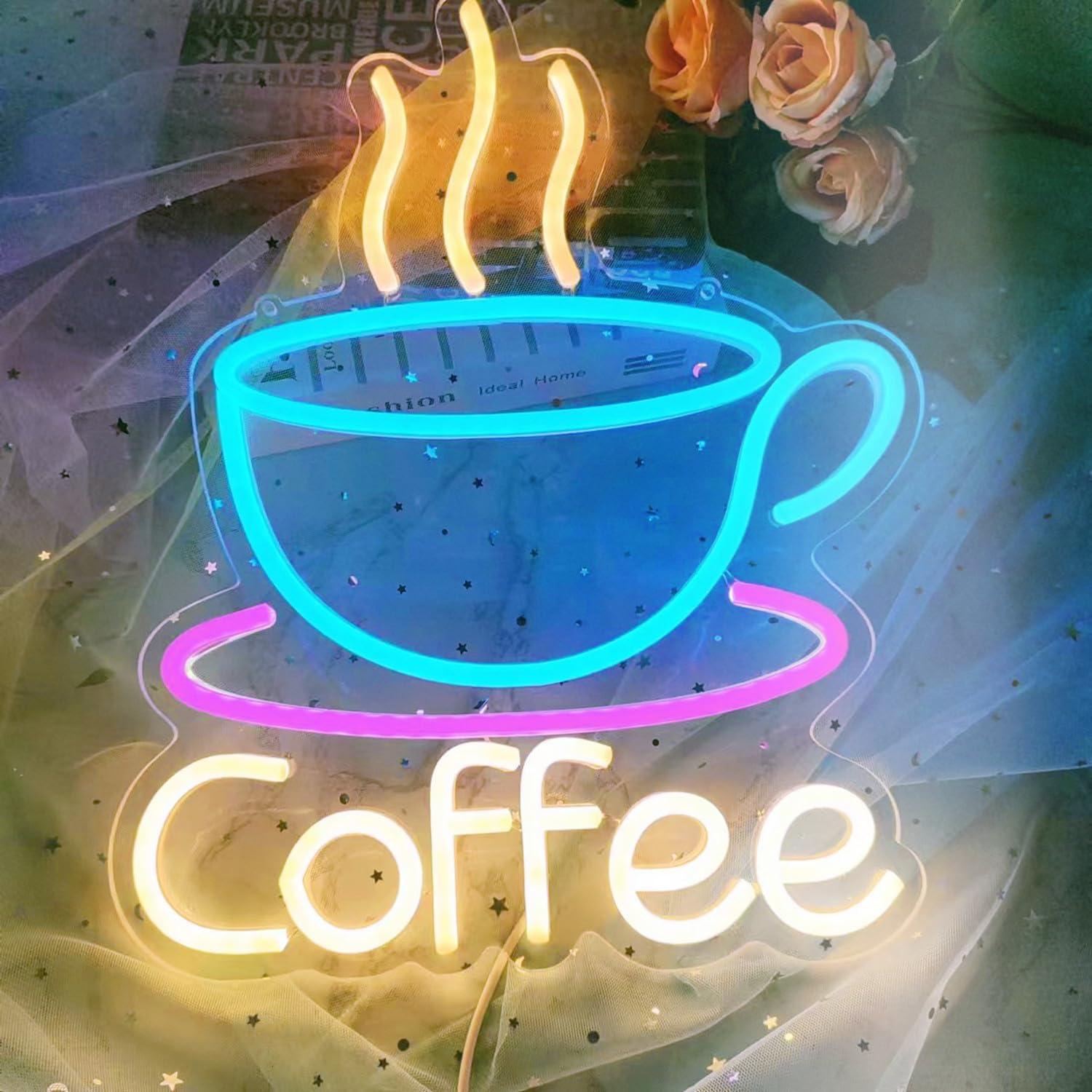 Luz de Neón Taza de Café LED HFHungkeong 37x28.5cm