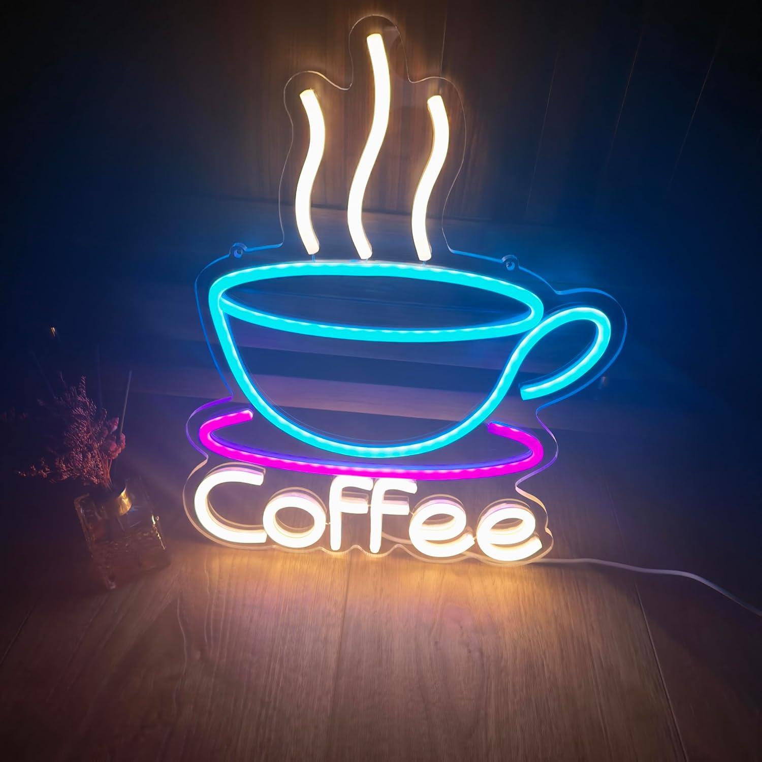 Luz de Neón Taza de Café LED HFHungkeong 37x28.5cm