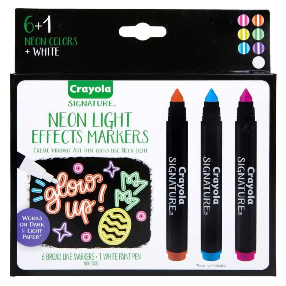Marcadores Neón Crayola Signature, 6 Gel Anchos, Efectos Luz