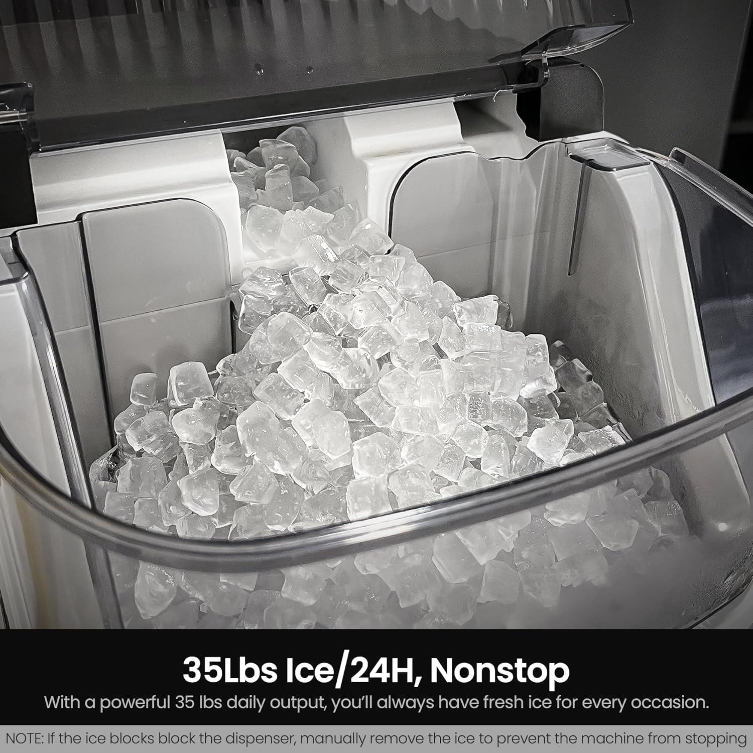 Máquina de Hielo Nugget Kismile Portátil 15.88 kg/día Autolimpiante