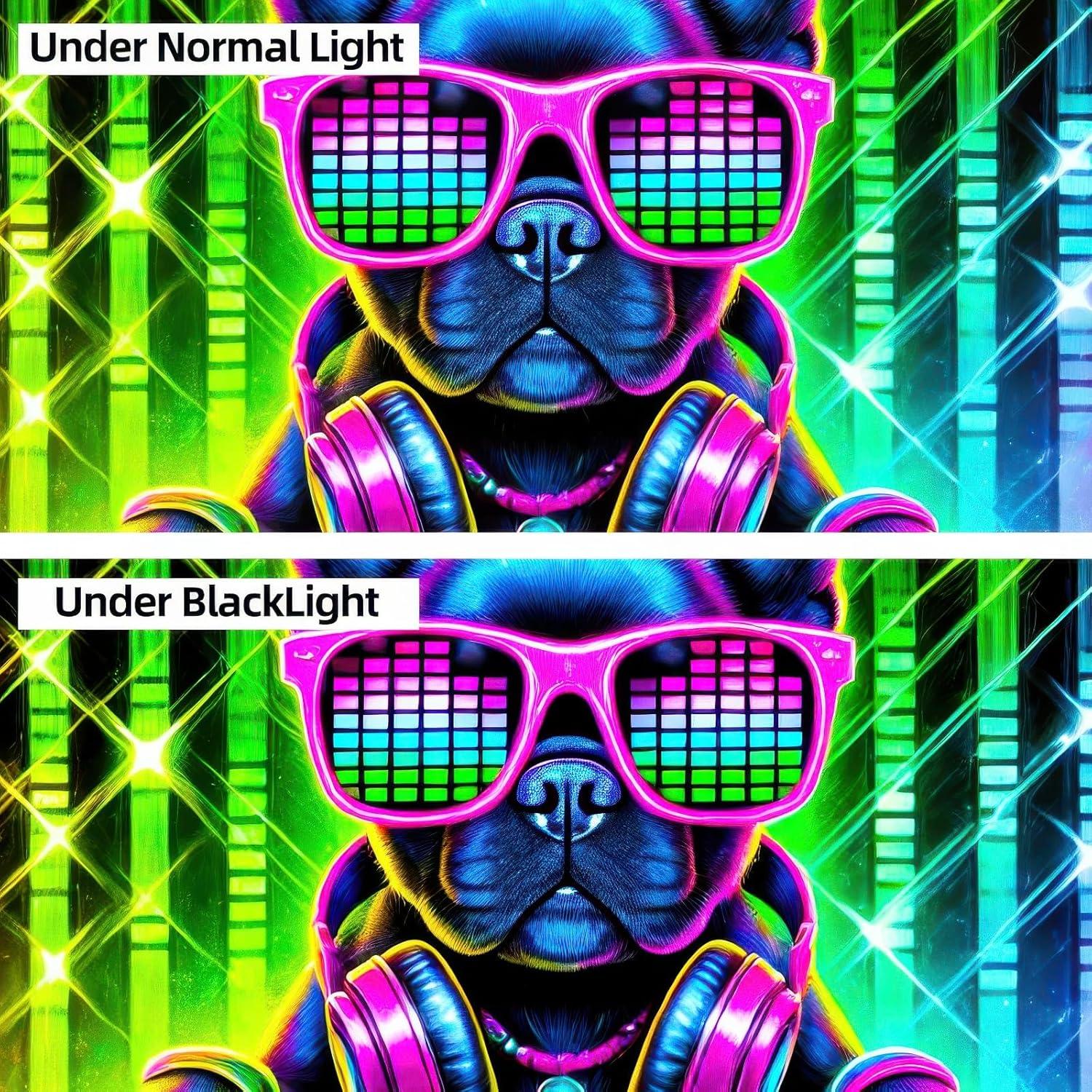 Tapiz Blacklight BlissYard Bulldog 198x150 cm Brilla en la Oscuridad