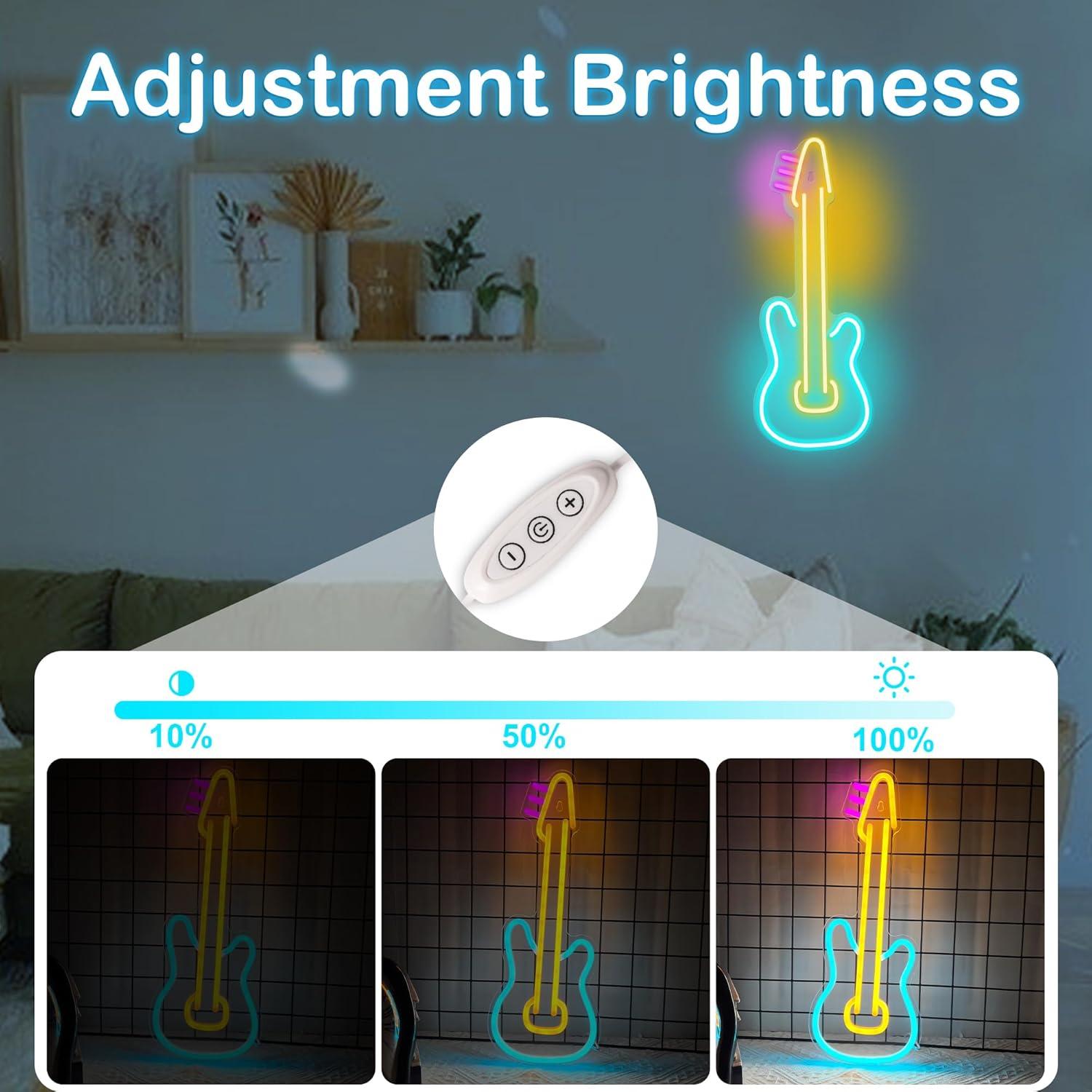 Luz de Neón Guitarra Attivolife LED USB 42.7x16 cm