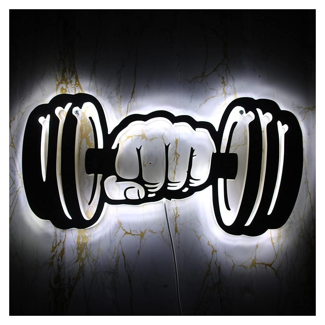 Luz de Pared LED Mancuernas Geek Alerts 41x21cm Decoración