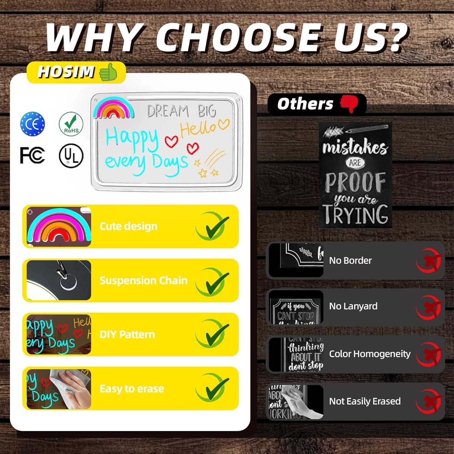 Tablero de Notas LED Colorido NOSUN 37.1x24.1 cm con 7 Marcadores