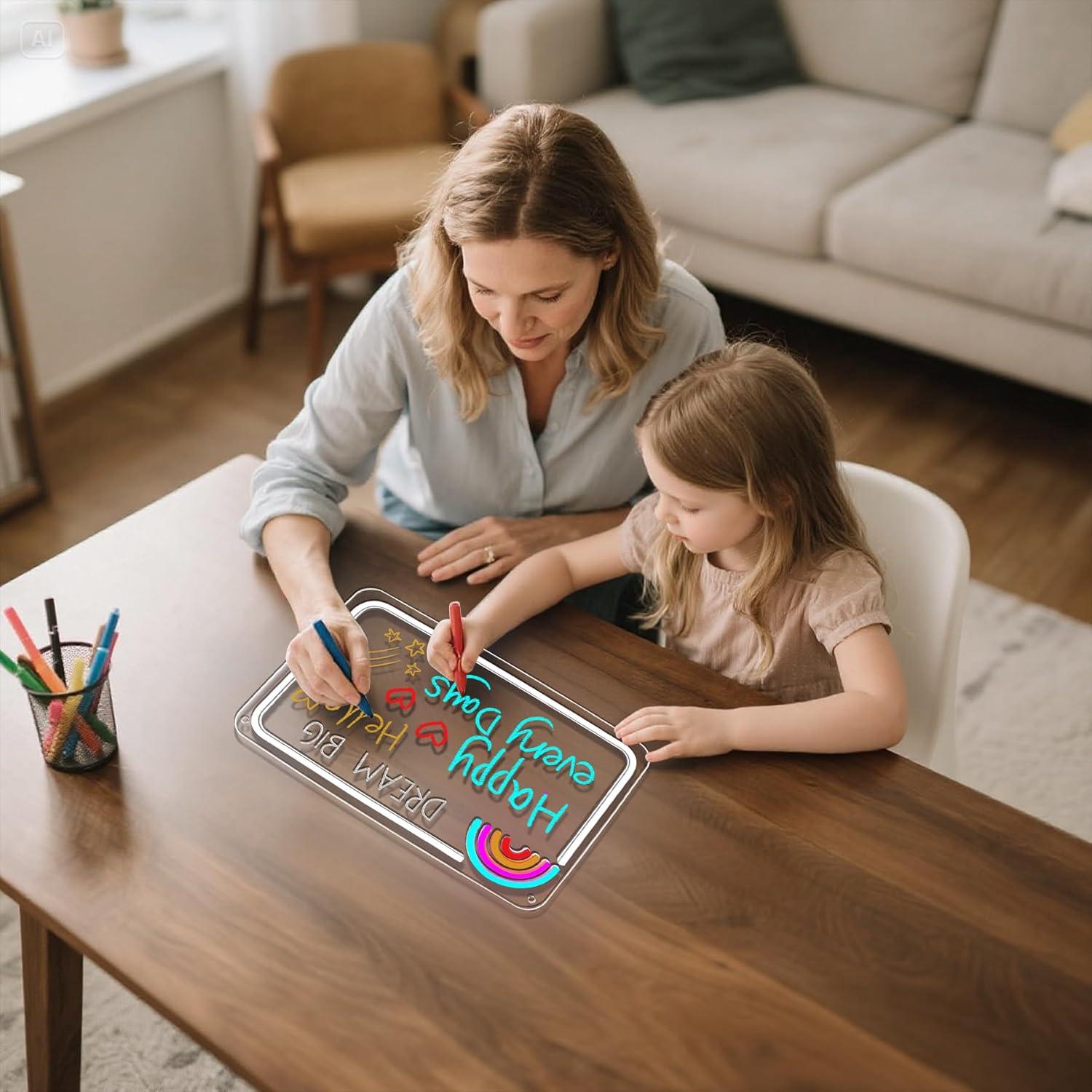 Tablero de Notas LED Colorido NOSUN 37.1x24.1 cm con 7 Marcadores