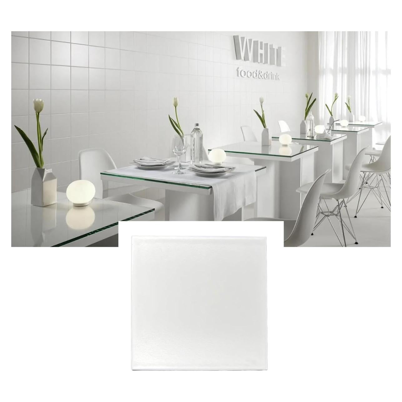 Azulejo de Porcelana Tenedos 8x8 Blanco Mate Caja 15 Pzas