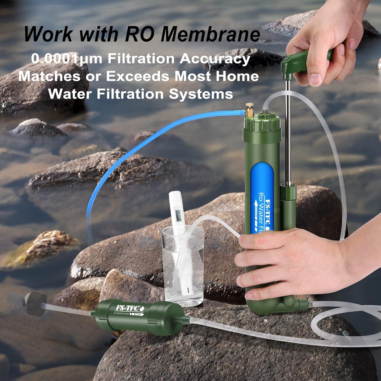 Filtro de Agua Portátil FS-TFC 2 en 1 para Camping y Emergencias