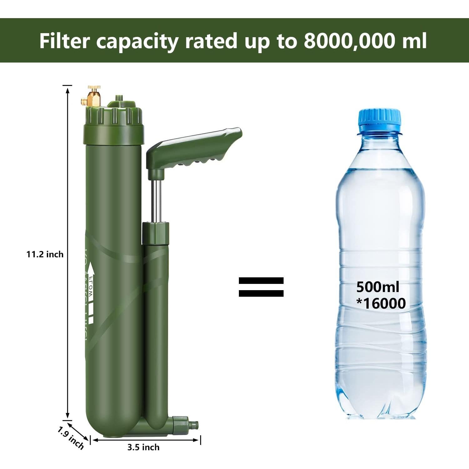 Filtro de Agua Portátil FS-TFC 2 en 1 para Camping y Emergencias