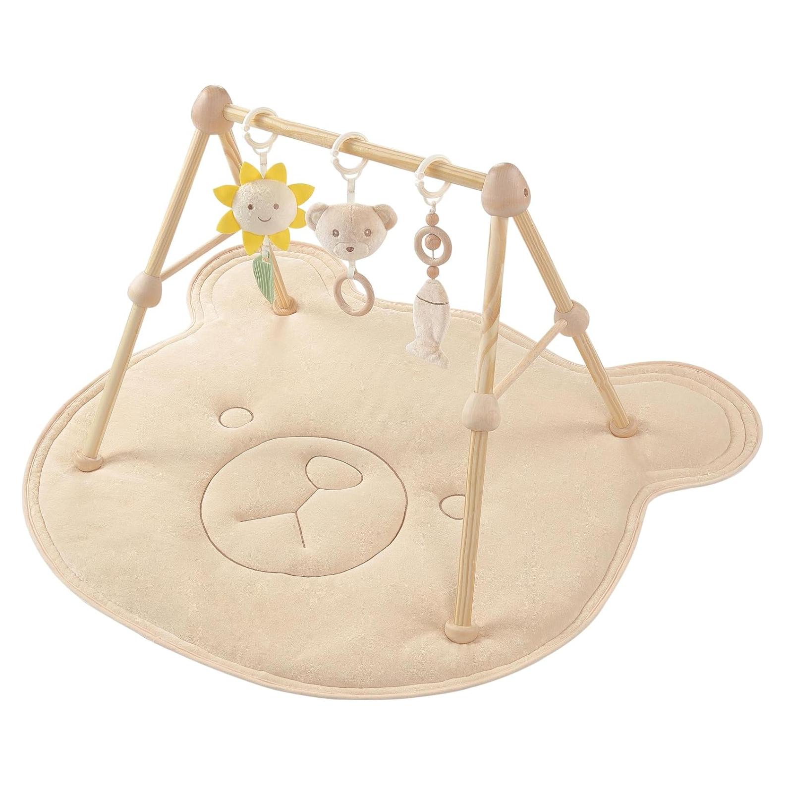 Gimnasio de Bebé de Madera Orgánica COTTONBEBE con Alfombra