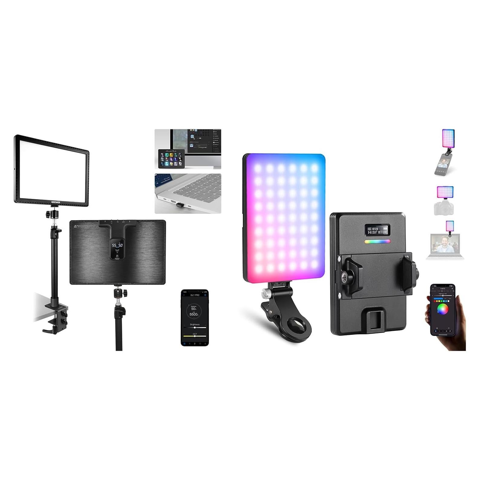 Luz LED Neewer GL1 PRO 39.37 cm para Streaming y Grabación