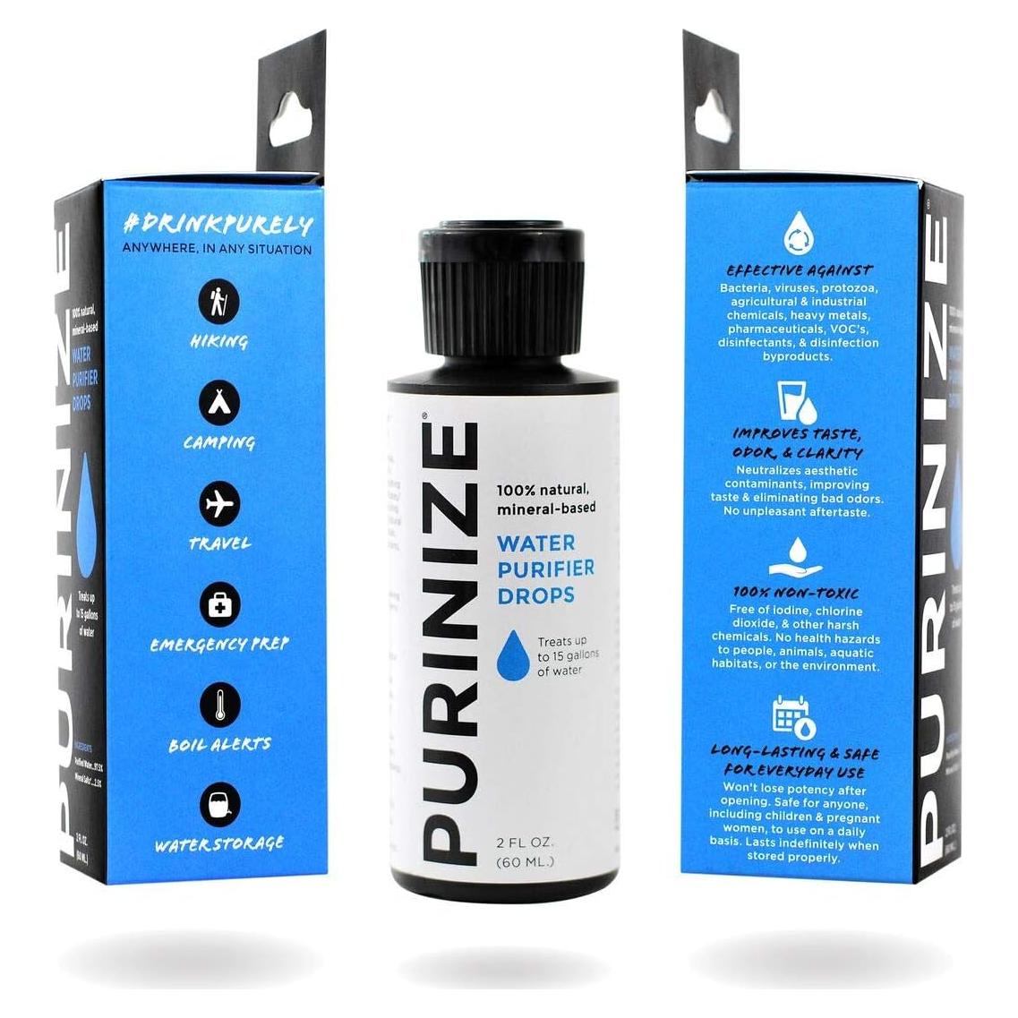 Purificador de Agua PURINIZE 59ml Gotas Naturales Sin Químicos