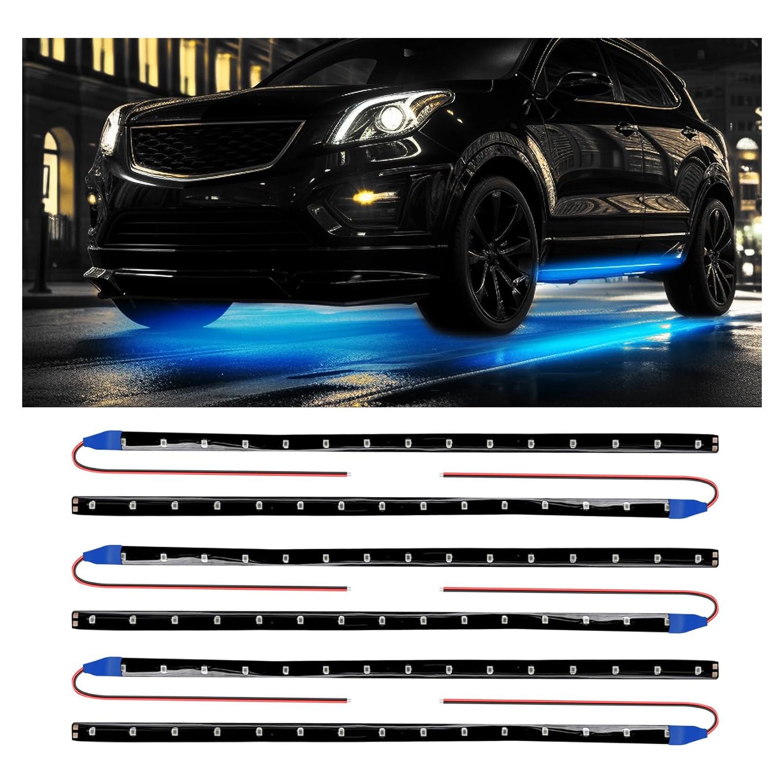 Tira de Luz LED HEVLE 30cm Azul Hielo 6PCS a Prueba de Agua